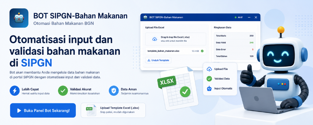 Tampilan Resmi BOT SIPGN Bahan Makanan